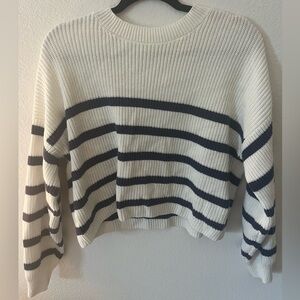 Hollister Navy and White Striped Sweater